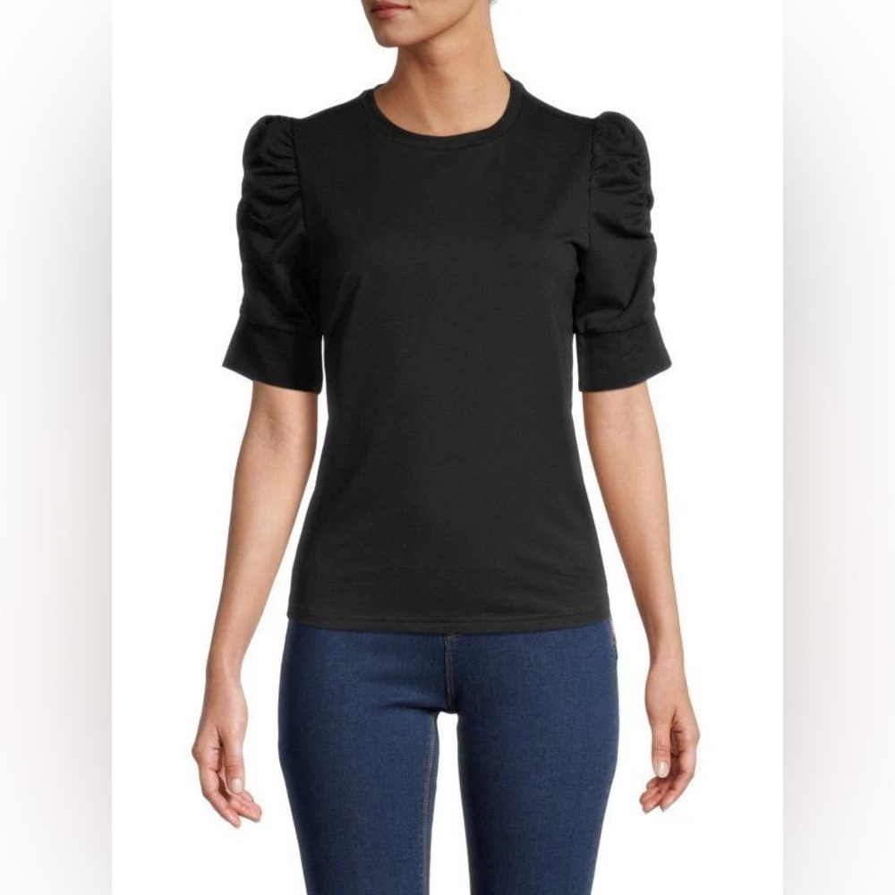 Walter Baker Black Puff Sleeve Short Sleeve Tee